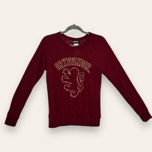 Harry Potter Womens GRYFFINDOR Knit Top Aubergine Beige‎ Long Sleeve M New